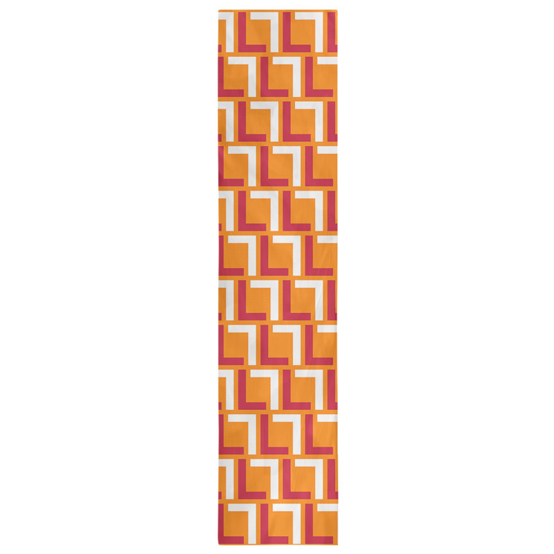 Chemin de table Tampa, 90 po x 16 po, Orange; rouge; blanc, Coton
