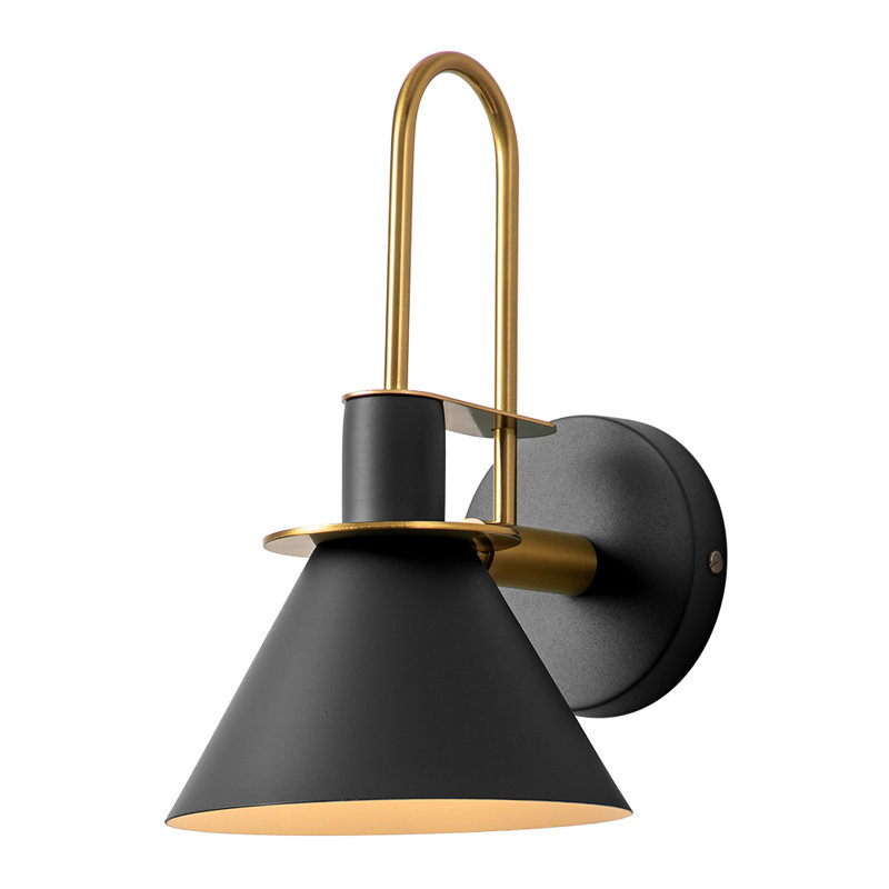 Jacoline 1 - Light Cone Armed Sconce, Black