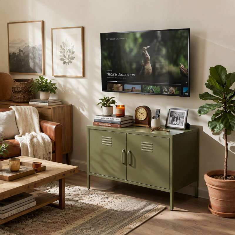 Une armoire de rangement multifonctionnelle en métal d'une hauteur de 25,2 pouces, Vert olive