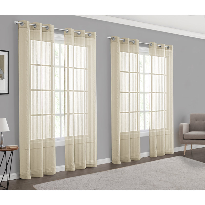 Sheer Curtain Panel Pair, Taupe