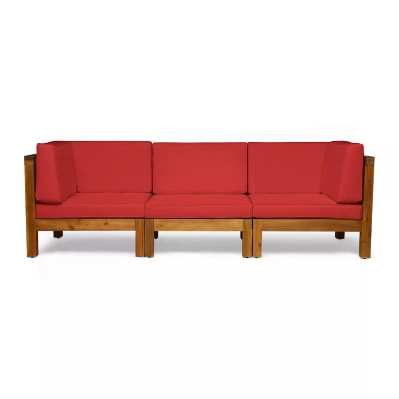 Ensemble de canapé modulaire d'extérieur à 3 places Patio, Rouge