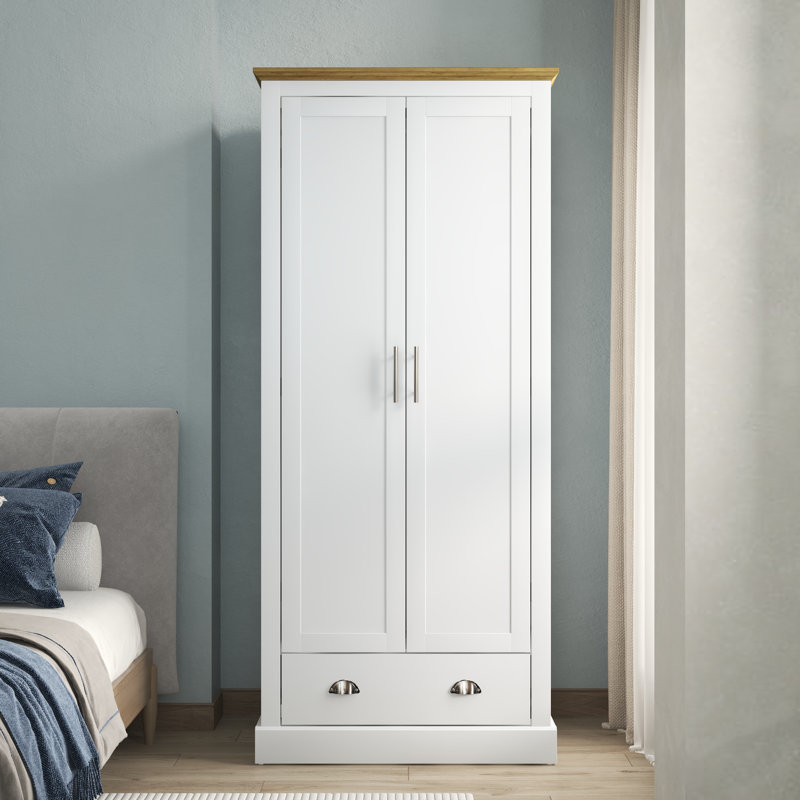 Sufy Octave 2 Door 1 Drawer Wardrobe, White