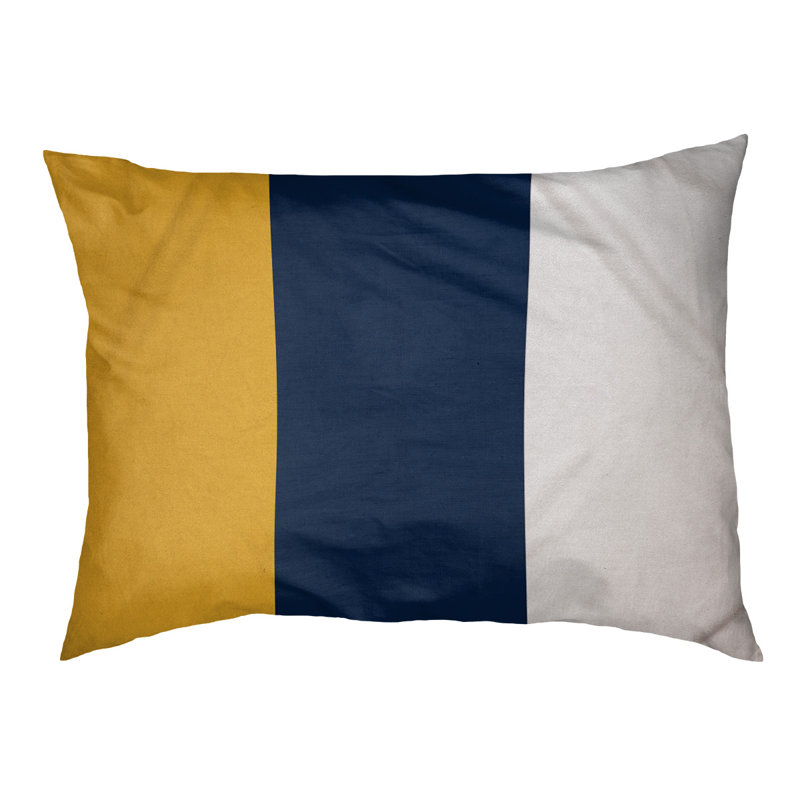 Coussin rectangulaire designer Los Angeles, Moyen (L 30 po x l 40 po), Or / bleu / blanc