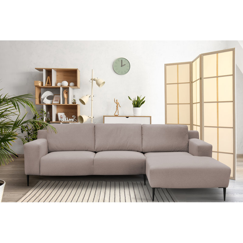 Allynn 3 Seater Corner Sofa , Taupe, Right facing