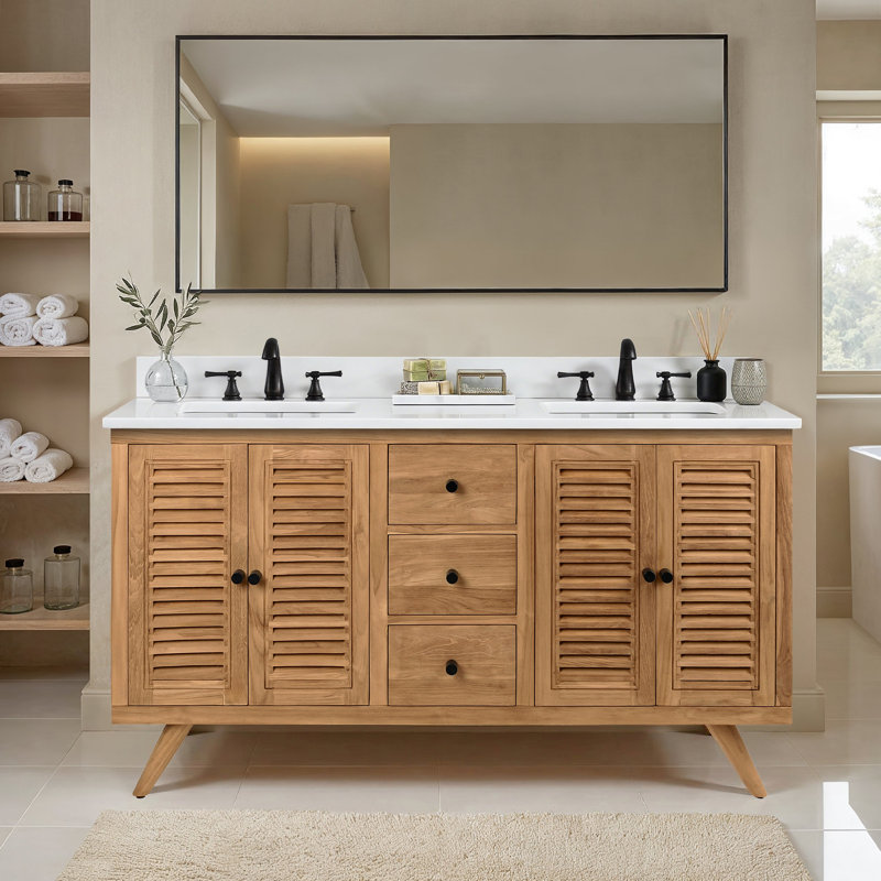 Harper 73" Double Bathroom Vanity, 61, Carrara White Marble