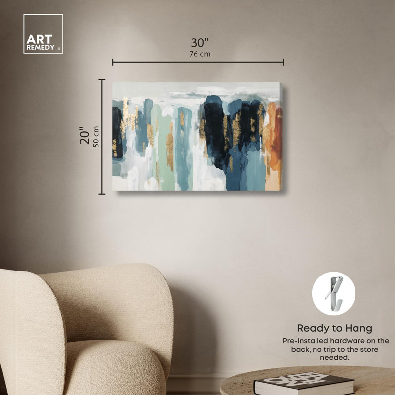 «Descent in Gold IV», reproduction d'art sur toile par Art Remedy, H 30 po x l 20 po, Toile tendue avec châssis