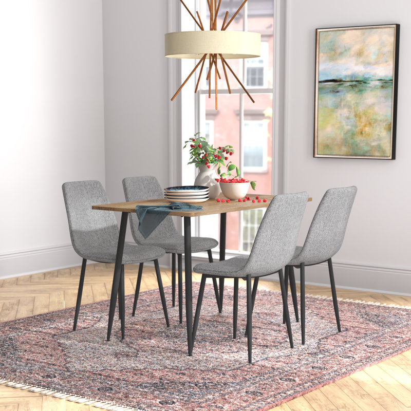 Verona 5-Piece Stain Resistant Upholstered Dining Set, Gray