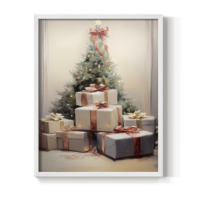 «Christmas Holiday Art», série 2, reproduction encadrée CCLV - bois massif, H 11 po x l 9 po, Blanc