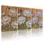Ensemble de 3 tableaux muraux sur toile texturée effet bois, motif floral chrysanthème-1322957064