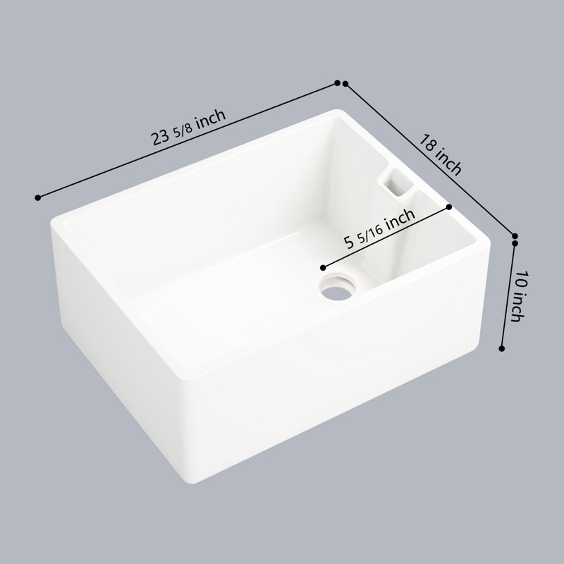 White Ceramic Single Bowl Sink 23.6"X18" - , Easy To Clean, Versatile Kitchen Accessory Scratches, Stains, And Food Adhesion