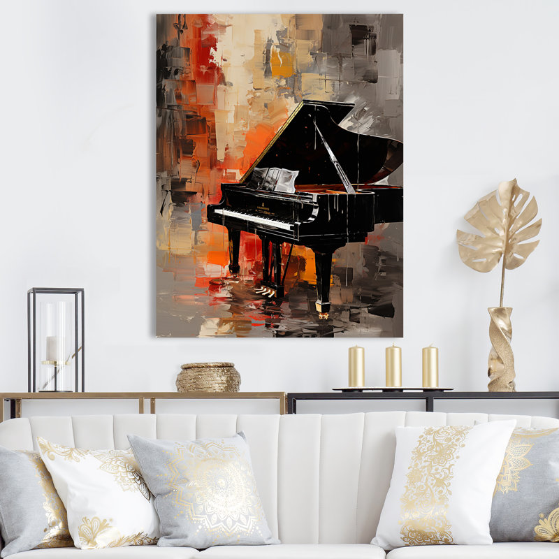 Classical Black Piano Sonata II - Piano, art mural, Toile tendue, H 32 po x l 24 po x P 1 po