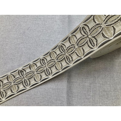 Woven Embroidery Faux Linen Fabric Tape 4" Width Trim