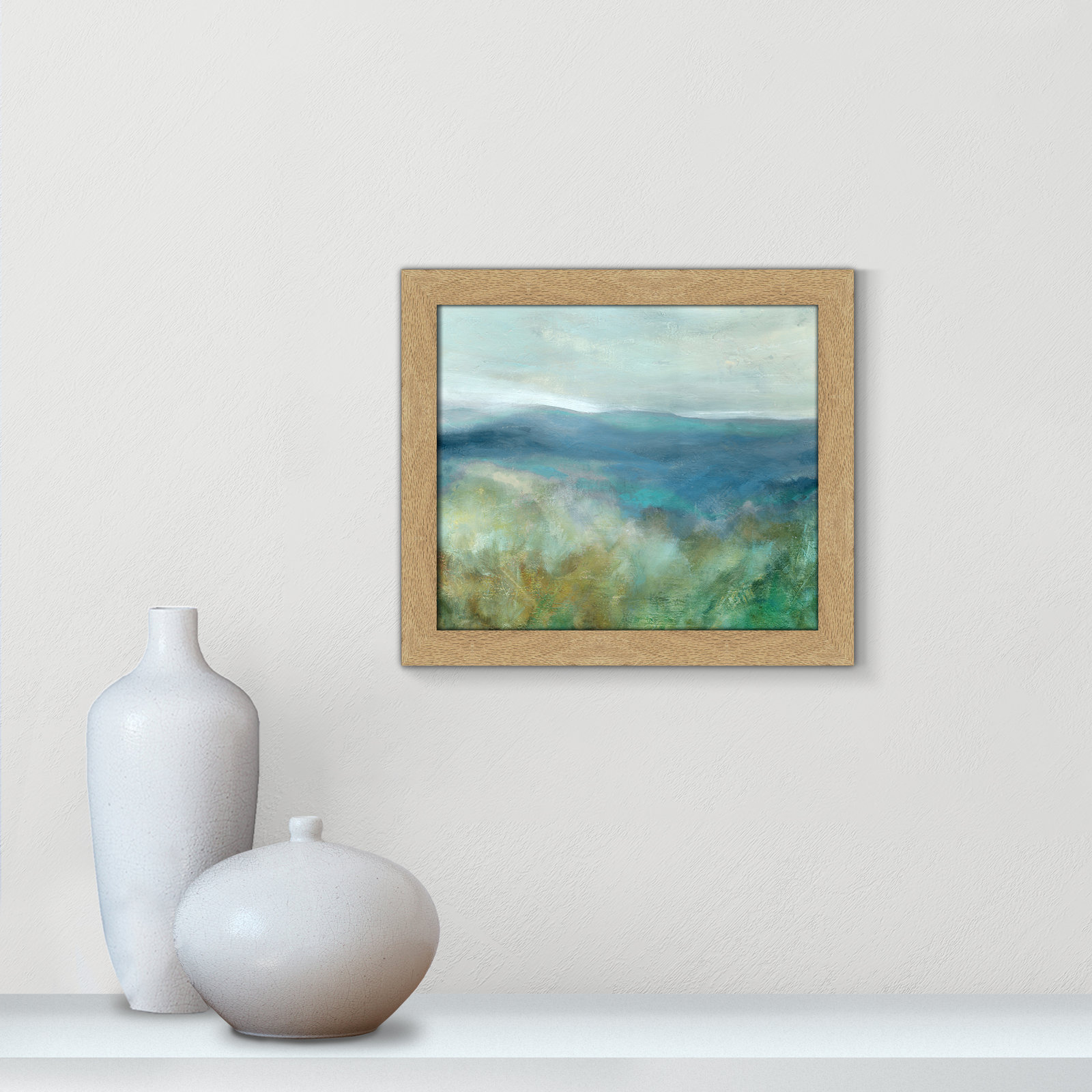 Adamsville "Blue Mountain Overlook" Painting, 14" H x 16" W x 1.12" D, Natural Framed