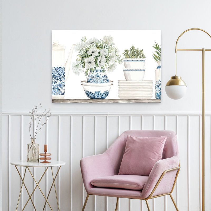 Étagère chinoise I, art floral contemporain, H 24 po x l 36 po