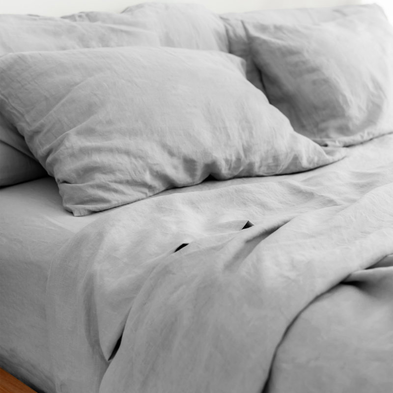 Baloo Living Stonewashed Linen Sheet Set, Queen Sheet Set with 3 Additional Pieces, Gray