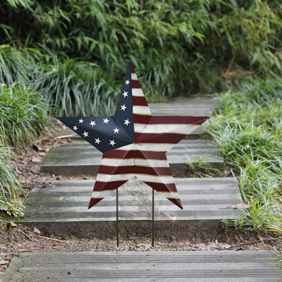 Décoration de jardin en métal pour le 4 juillet, piquet de jardin pour le drapeau américain