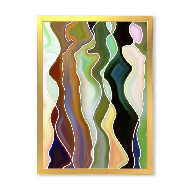 «Abstract Colorful Colorful Curves», impression sur toile, H 40 po x l 30 po, Cadre doré
