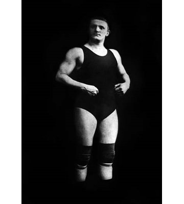 Reproduction de photo sur le bodybuilder dans la tenue et les coussins de genou