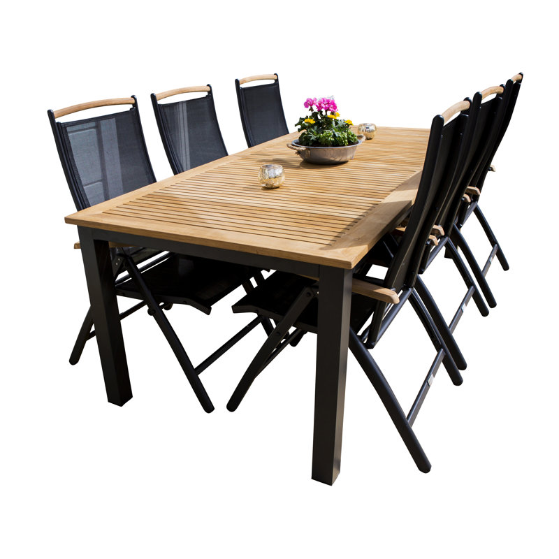 Navya 6 - Person Patio Dining Set with Extendable Rectangular Table