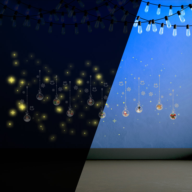 Décalcomanie murale en forme de noël ornements lune & étoiles