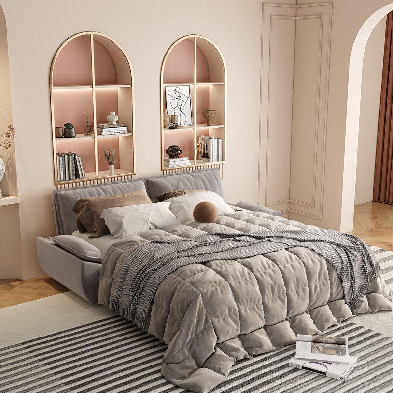 Canapé-lit escamotable grand 73,2 po, Velours gris velours