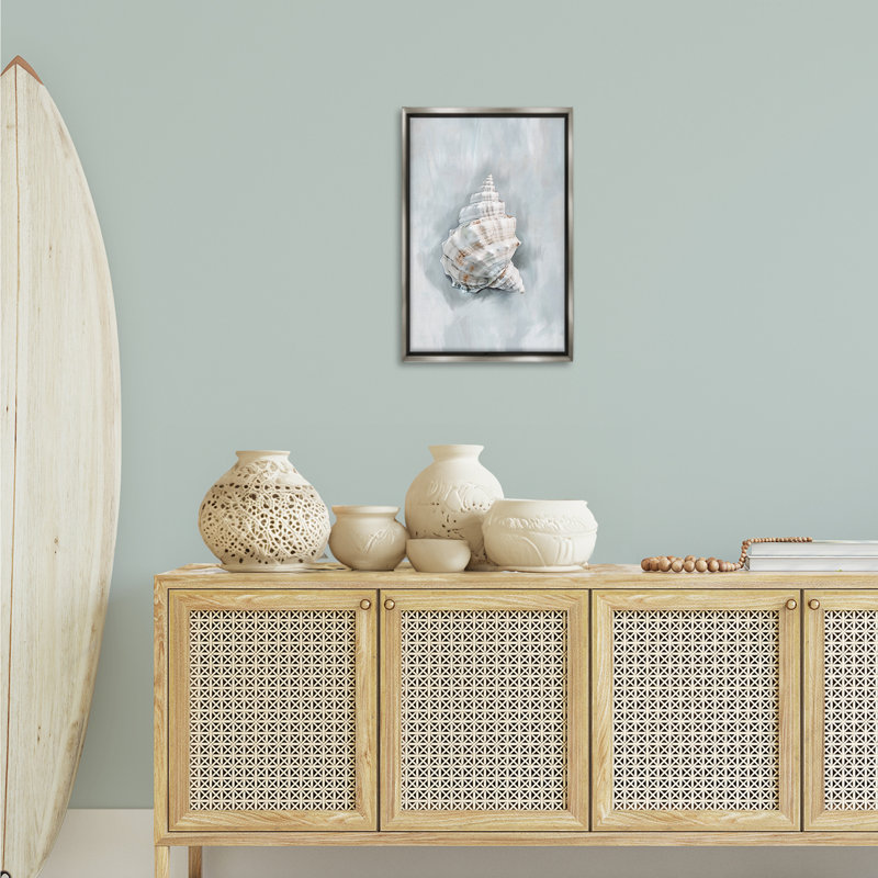 Conch Seashell Mirage Floating Frame, design by Ramona Murdock, 25" H x 17" W, Luster Gray Floater Frame