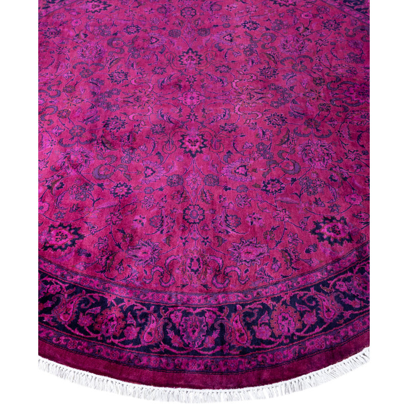 Overdyed Hand-Knotted Wool Modern-Contemporary Purple Area Rug 6' 1" x 6' 1"