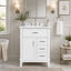 Meuble-lavabo de 24 po avec lavabo en céramique, structure en bois massif et armoire en panneau de fibres à densité moyenne, 1 porte, tiroir rabattable et 3 tiroirs, charnières à fermeture en douceur, tablette réglable, poignées argentées-455744759