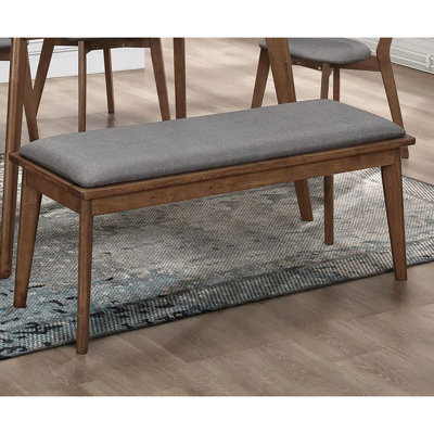 Banc de salle à manger moderne Mid-Century gris avec détails en noyer naturel