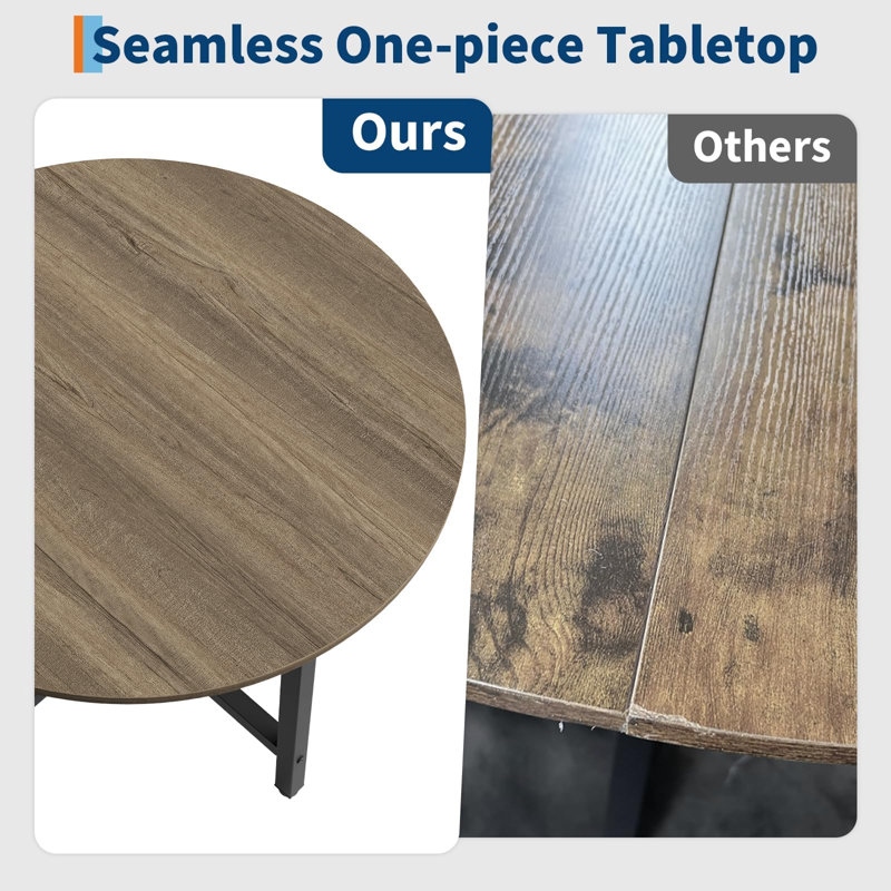 Table de salle à manger ronde de 31,5 po pour 4 personnes - Structure moderne en bois et en métal industriel - Parfait pour un appartement, une cuisine, un coin-repas - Table seulement