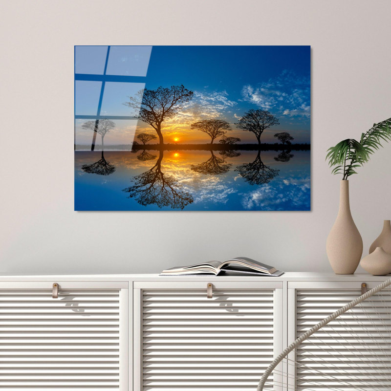 Élégante peinture décorative en verre trempé de 19,7 po x 27,6 po | 100% verre trempé, épaisseur: 0,16 pouce | Parfait pour la décoration intérieure, le salon et le bureau | Superbe œuvre d'art avec une esthétique moderne