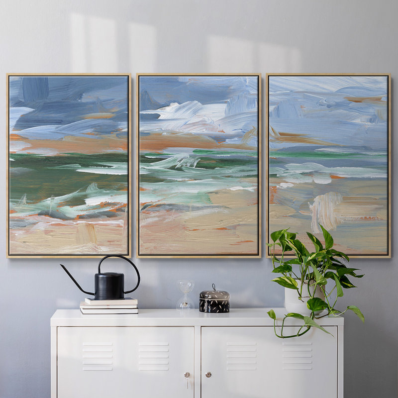 3 - Pieces, 24" H x 48" W x 2" D, Natural Framed