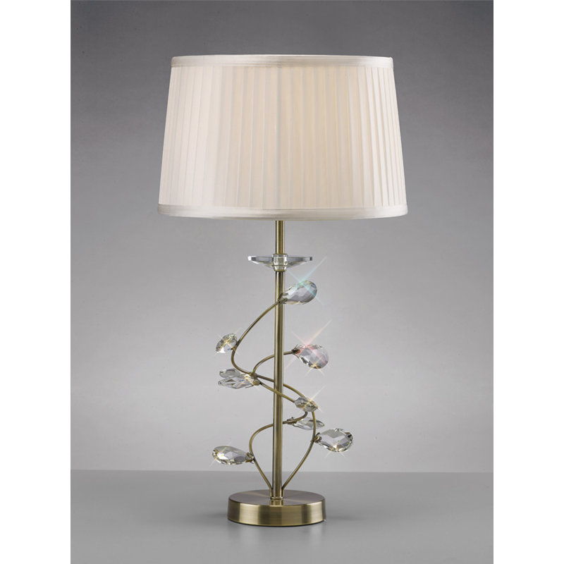 Table Lamp, Antique Brass, White