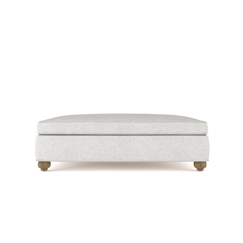 Leroy Ottoman, Plush Velvet Silver Streak, Natural