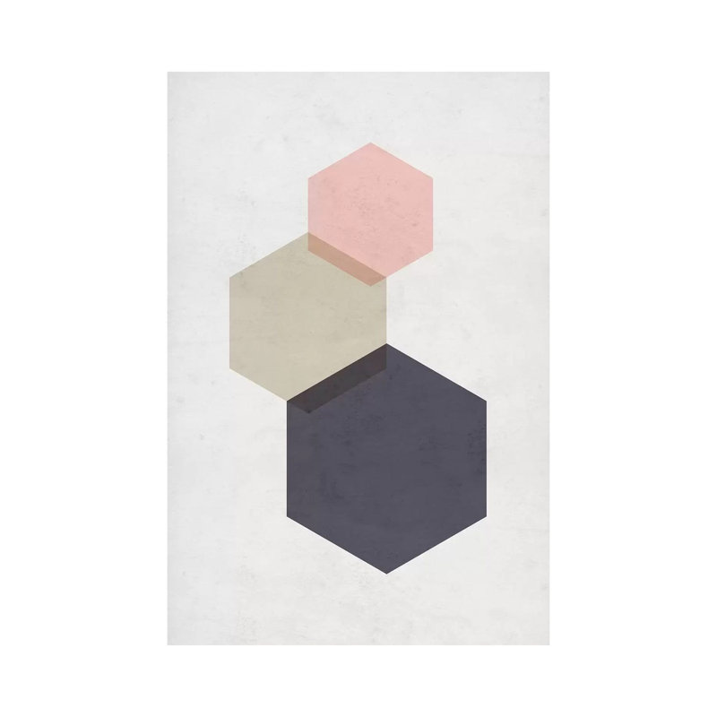 Hexagons - Gray Background by Nouveau Prints - Print on Canvas, 66.04cm H x 45.72cm W x 3.81cm D, Wrapped Canvas