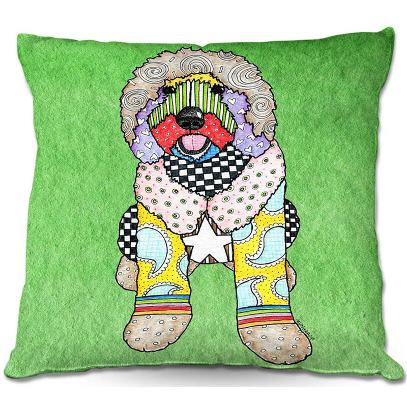  Coussin Couch Labradoodle Dog, 18 po x 18 po, Vert