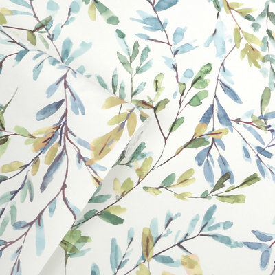 Laura Ashley, papier peint feuilles vertes fraîches Brayton