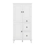 Storage Cabinet With Doors, Tall Storage Cabinet With Adjustable Shelves, 3 Drawers And 3 Enclosed Compartment