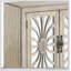 Console blanche antique avec portes en miroir, combinant une élégance intemporelle et un grand rangement pour toute maison