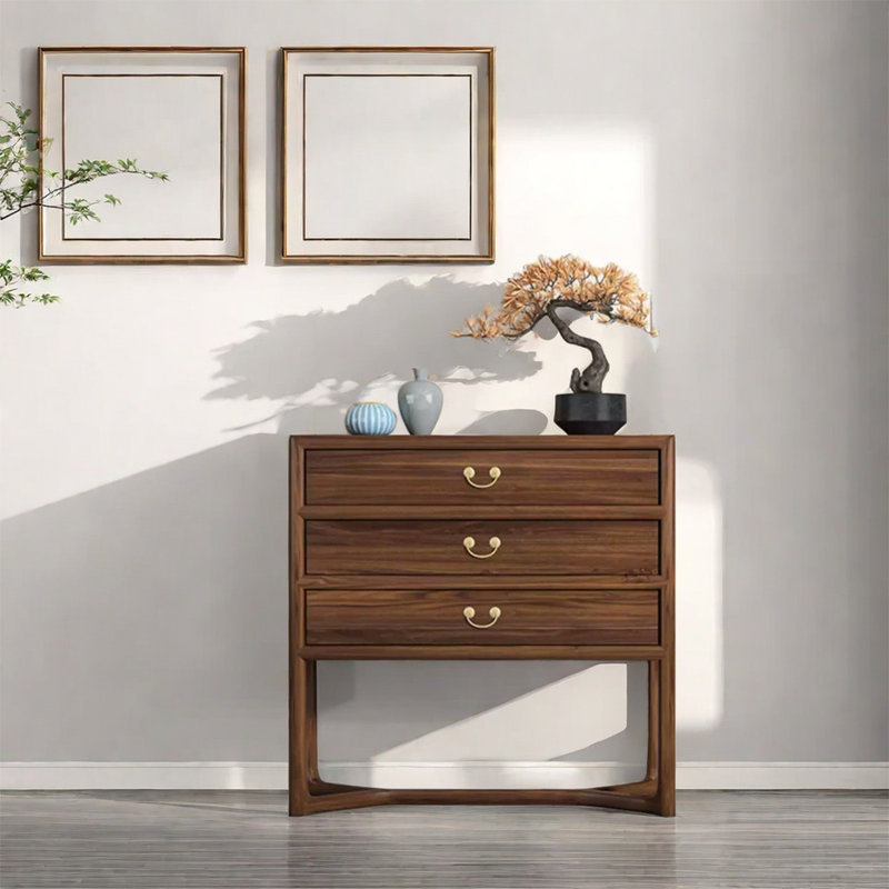 Solid Wood Three-Drawer Cabinet Classic Design, 38.58" H x 26.77" W x 14.96" D