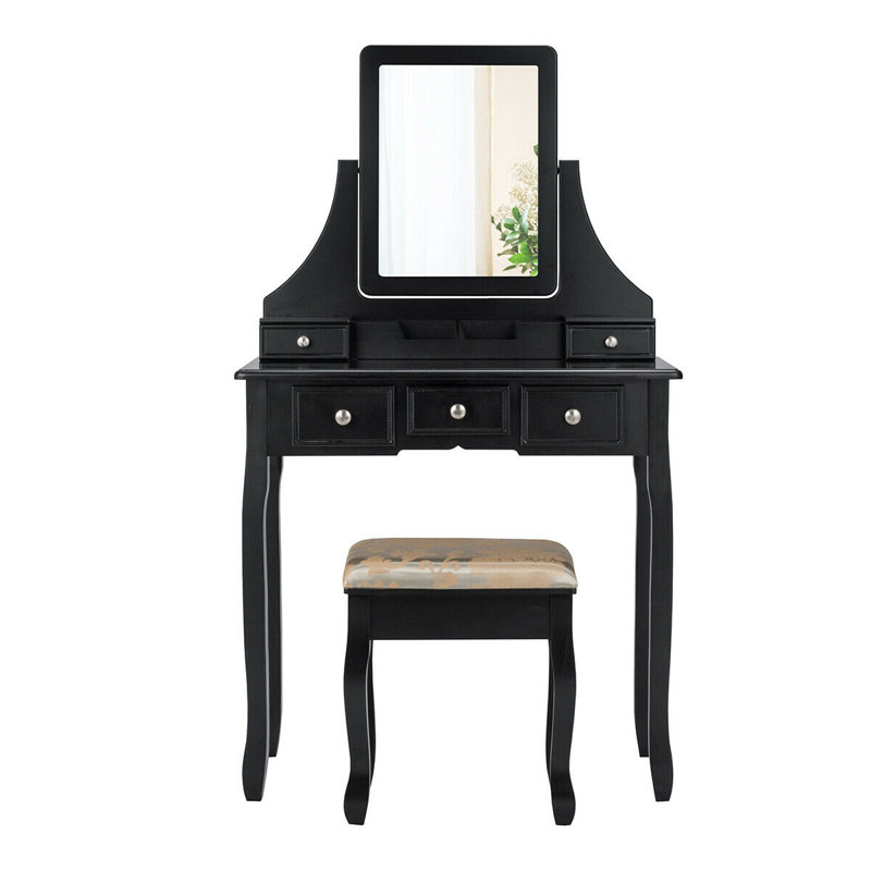 Ensemble coiffeuse et miroir Quintero, Noir, noir, noir, noir