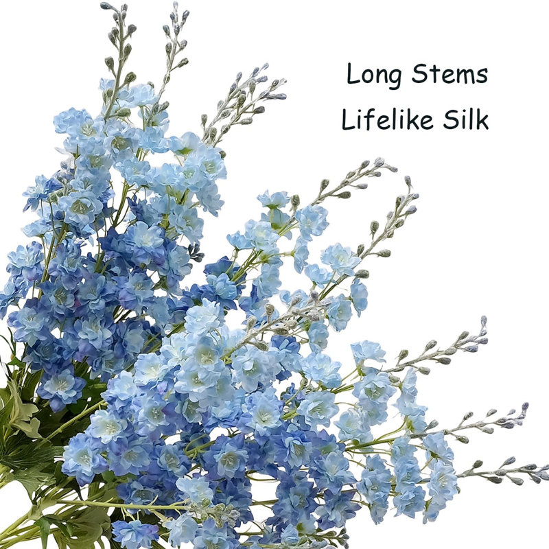 4 pièces de fleurs artificielles Delphinium bleues