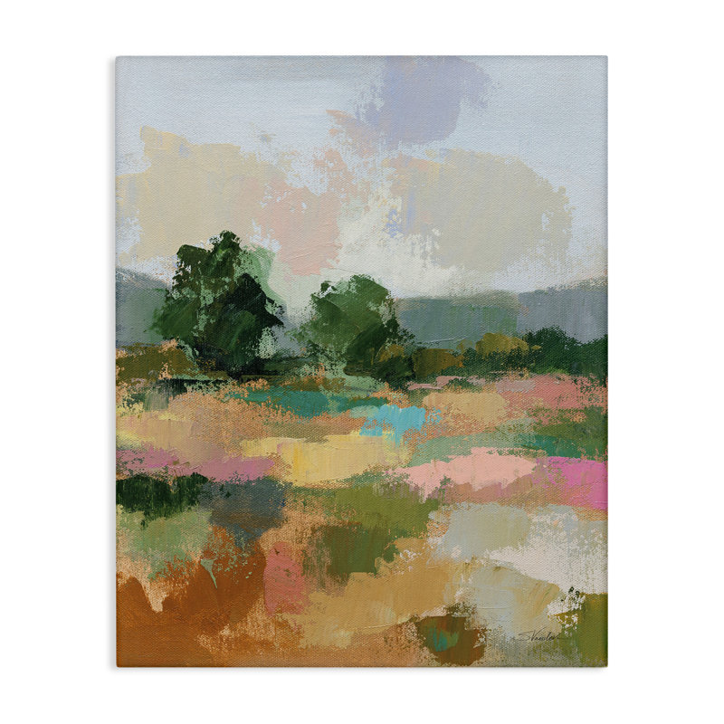 Art abstrait sur toile, "Spring Spring Landscape" par Silvia Vassileva, H 20 po x l 16 po