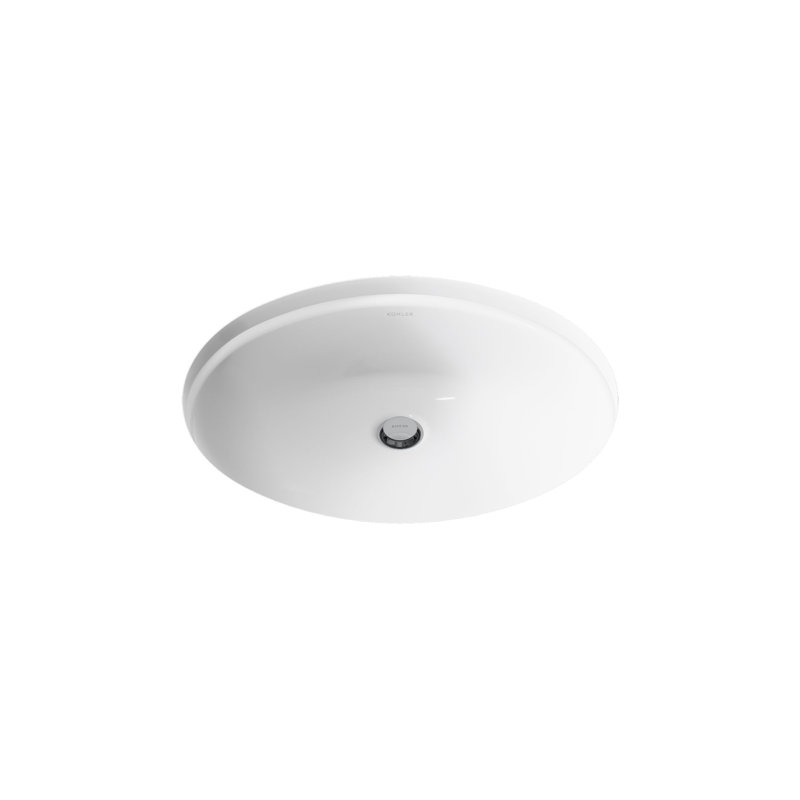 Lavabo de salle de bain ovale encastré en céramique Caxton®, Blanc