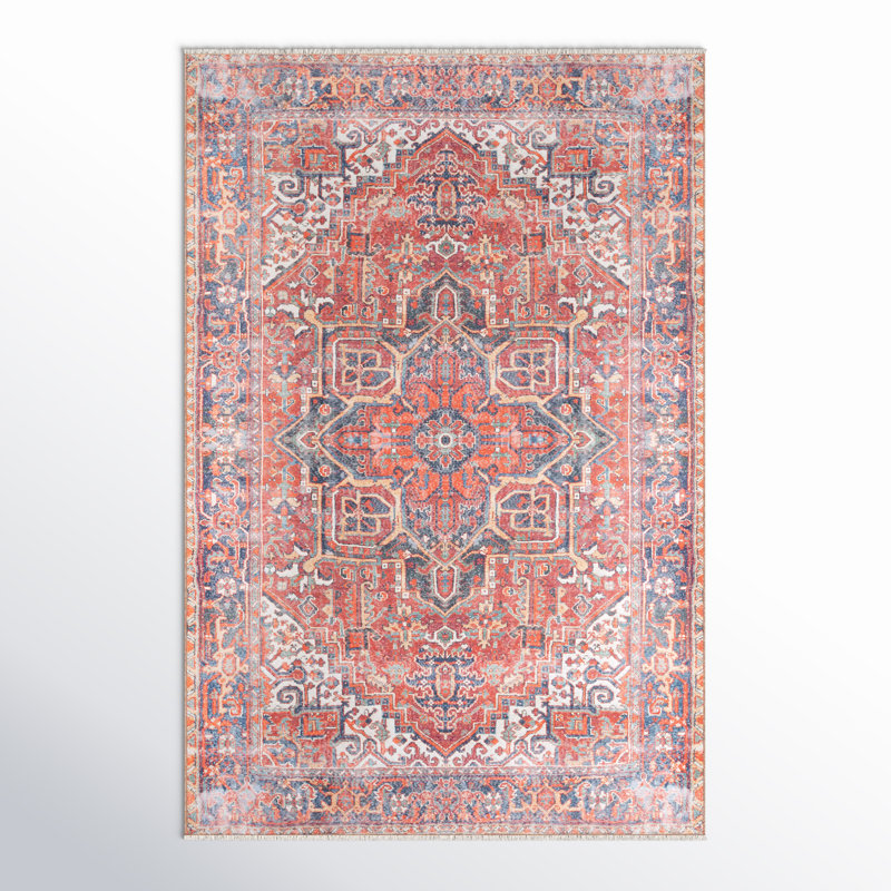 Tapis rouge / bleu Montmorency, Rectangle  2' x 3'