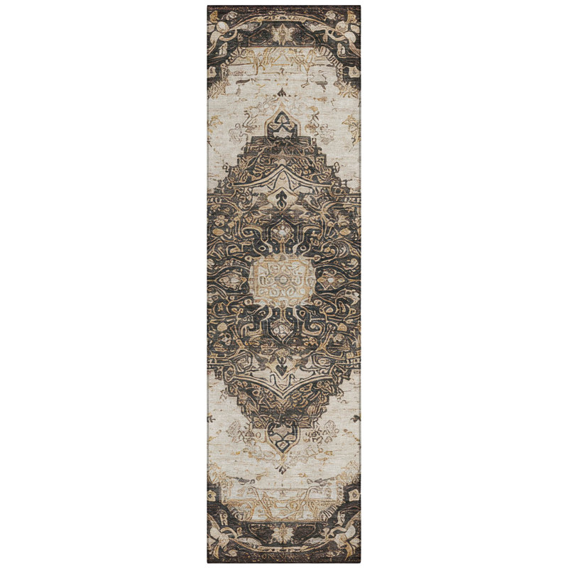 Machine Washable Indoor/Outdoor Chantille ACN2875 Global Rug, 2'3" x 7'6" Runner, Brown
