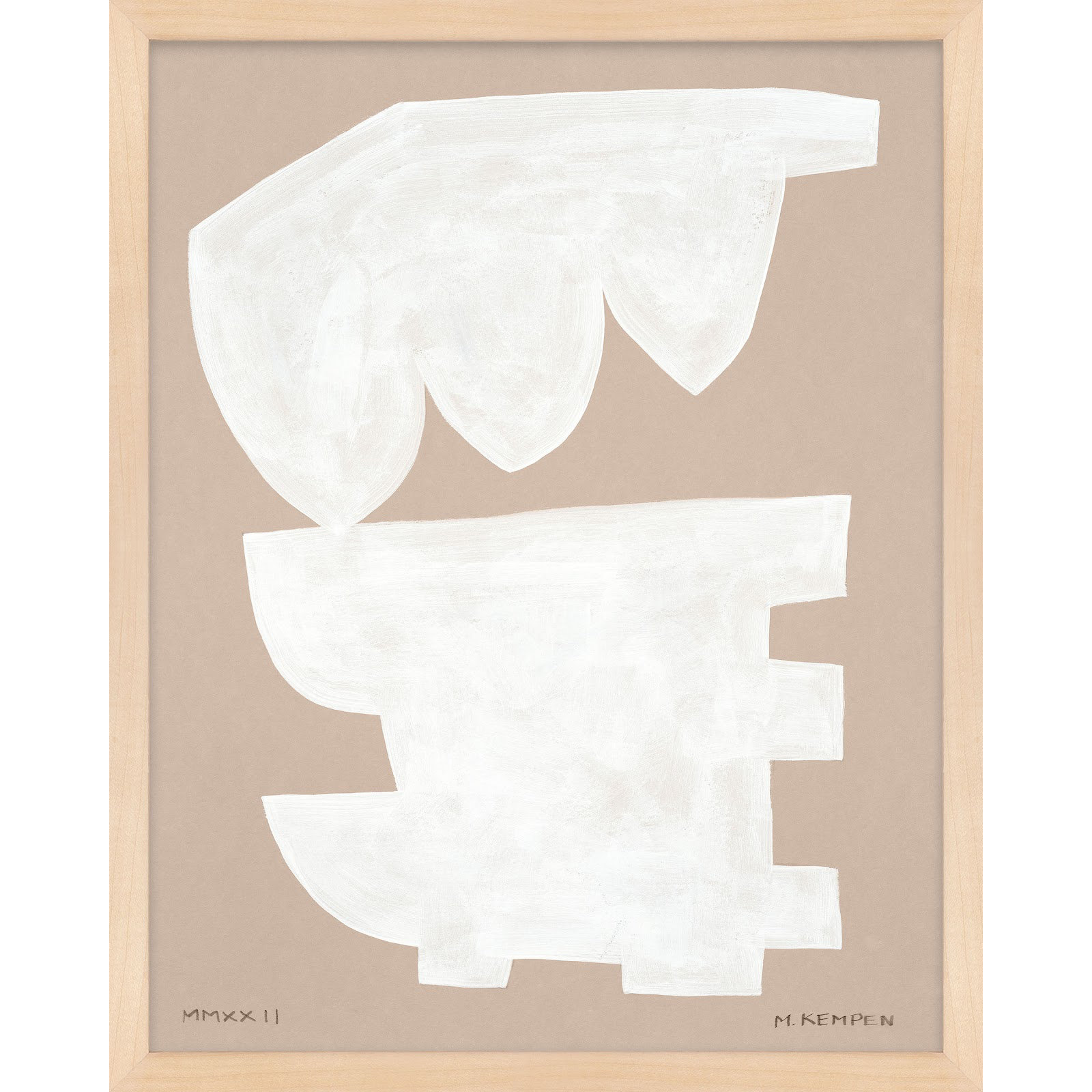 Modules In White 1 by Michael Kempen, 16" W x 20" H, Maple Framed