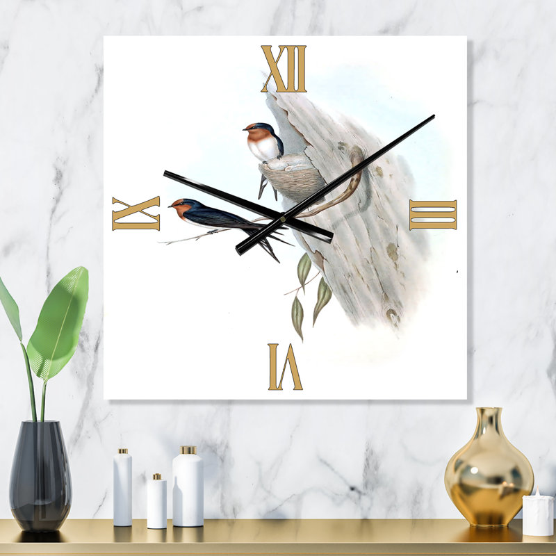 Illustration rétro d'un oiseau australien II - horloge murale traditionnelle, Très grand