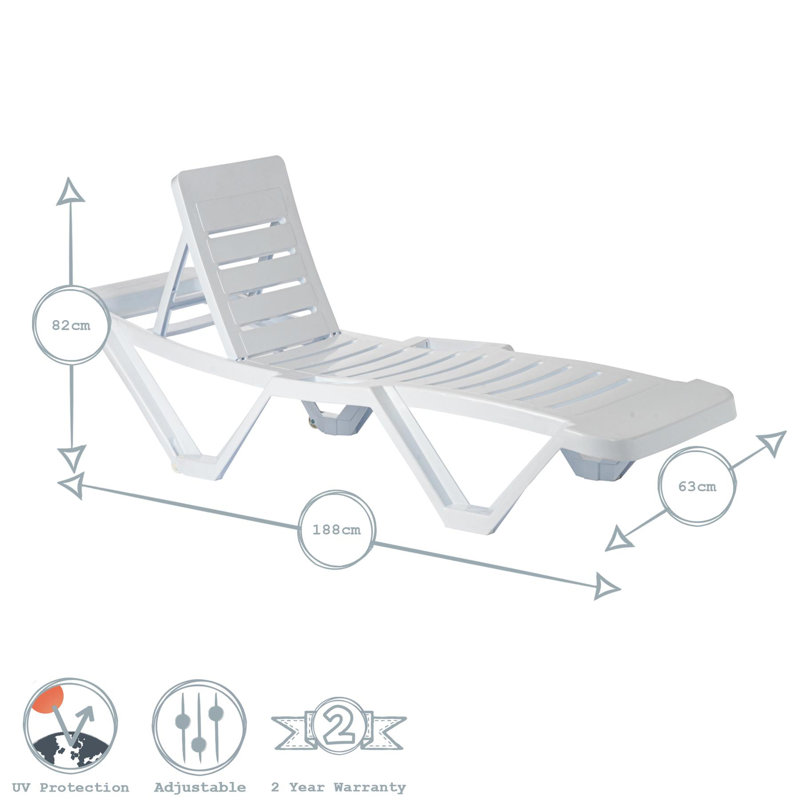 188cm Long Reclining Single Chaise, White