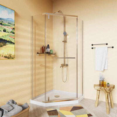 36 In. D X 36 In. W X 72 In.H Corner Frameless Shower Door